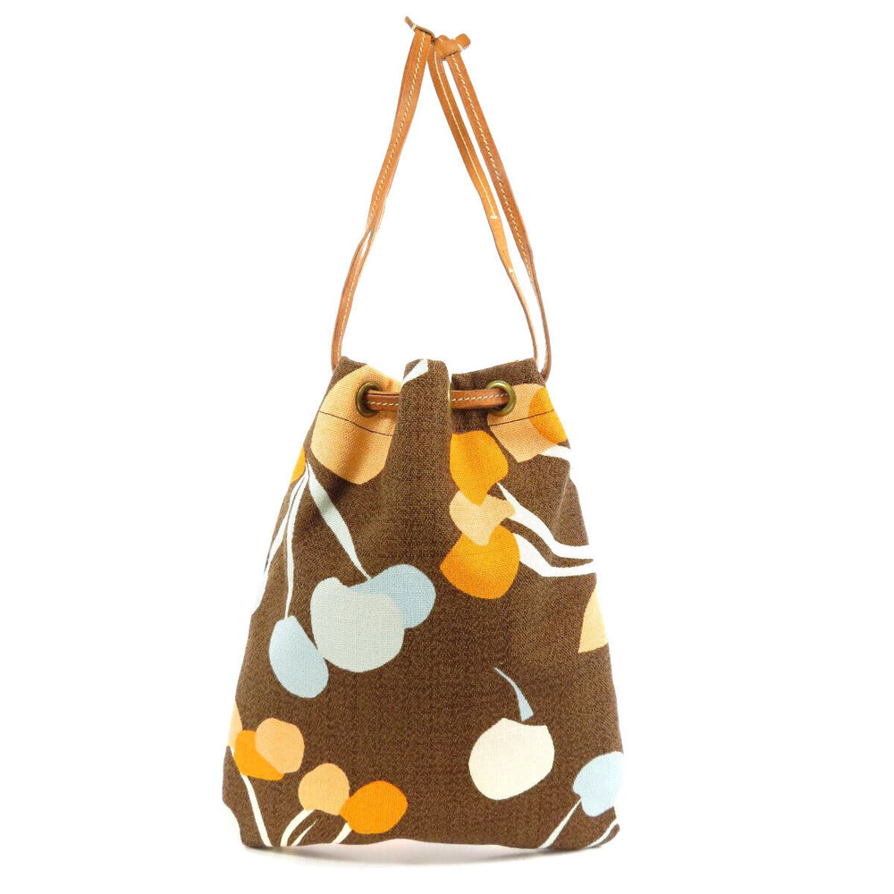 Miu Miu Flower Tote Motif Bag Canvas Black